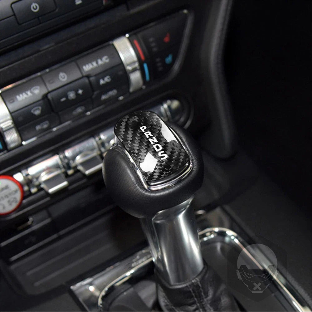 Black Carbon Fiber Gear Shift Knob Cover for Ford Mustang (2014-2018)