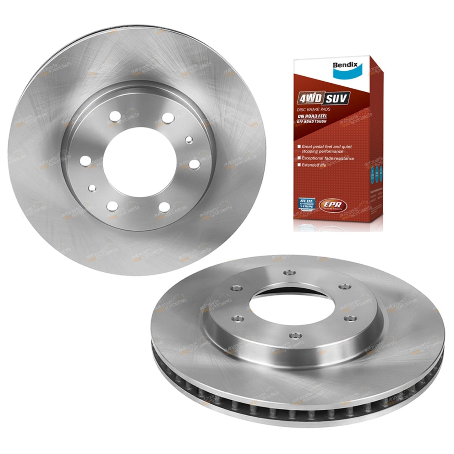Front Disc Brake Rotors + 4WD Pads for Mitsubishi Triton (2018–2020)