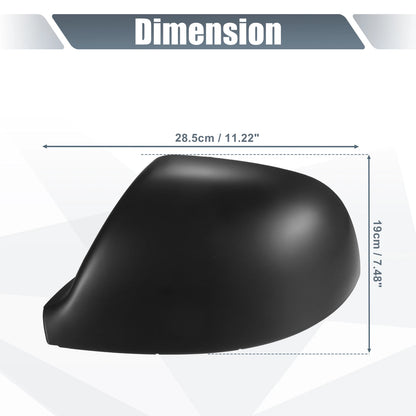 Pair Rearview Mirror Cover Cap Matte Black for Volkswagen Transporter T5 T6 (2003–2019)