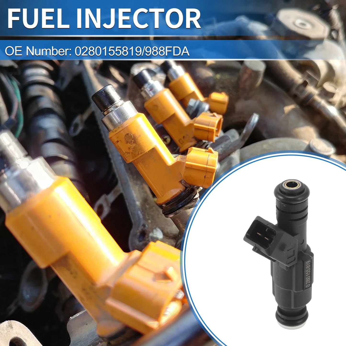 1 Pc Fuel Injector No. 0280155819/988FDA for Audi A4 1.8T (1997–2000)