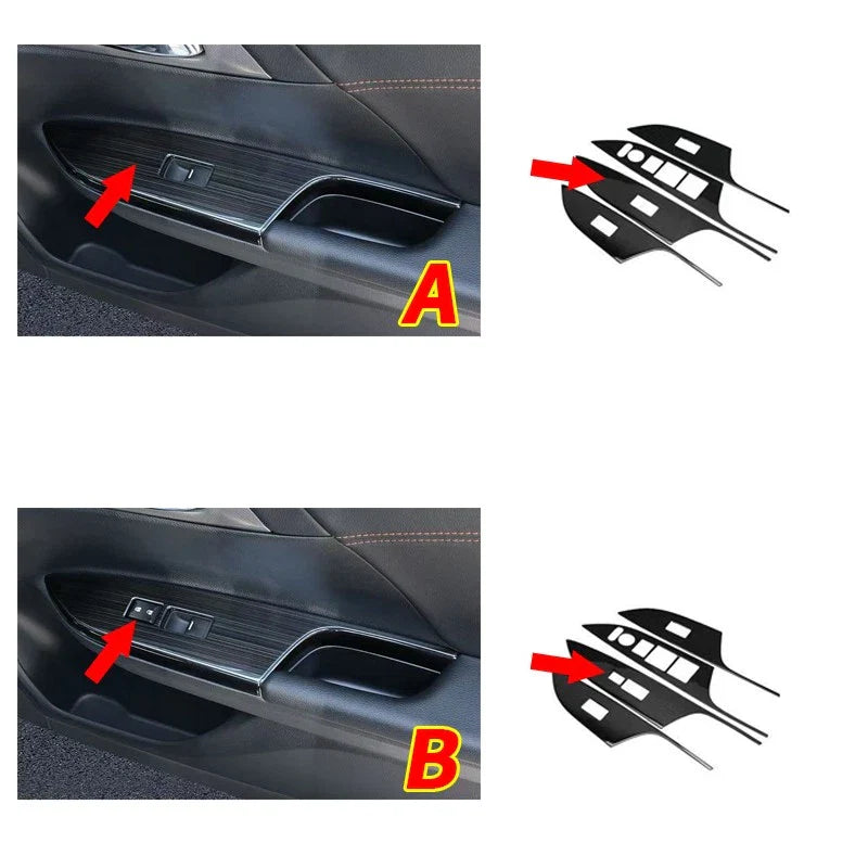 Steel Brushed Black Window Lift Panel Cover Trim for Honda Accord (2013–2017)