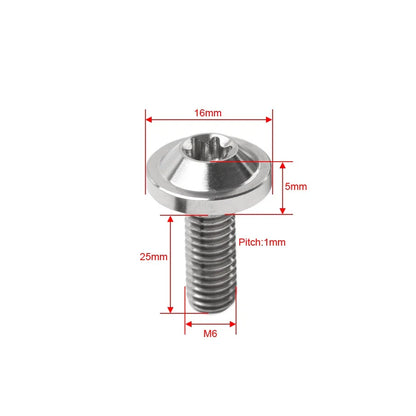 6 x Titanium Alloy M6x25mm Torx Head Bolts for Bike Motor