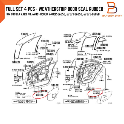 Rubber Weatherstrip Seal for Toyota Camry ACV40 (2007-2011)