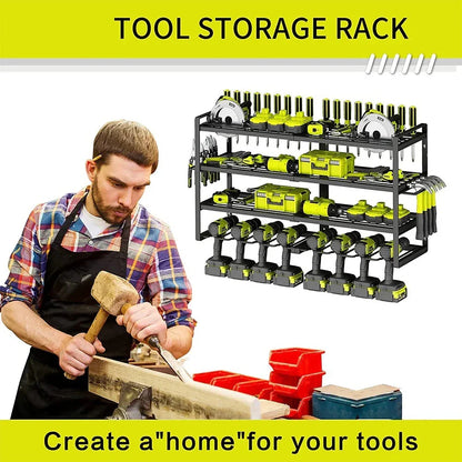 4-Layer Power Tool Organizer Wall Mount for High-Capacity Storage - 8 Drill Holder