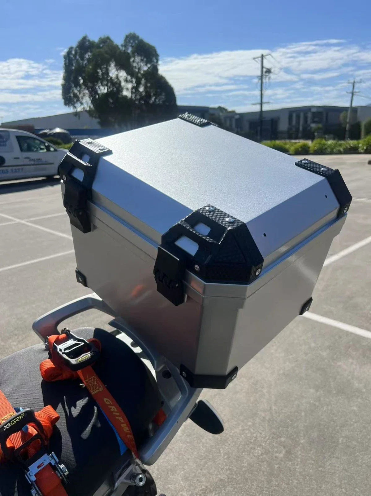 45L Waterproof Motorcycle Tail Box Scooter Trunk Silver Luggage Storage