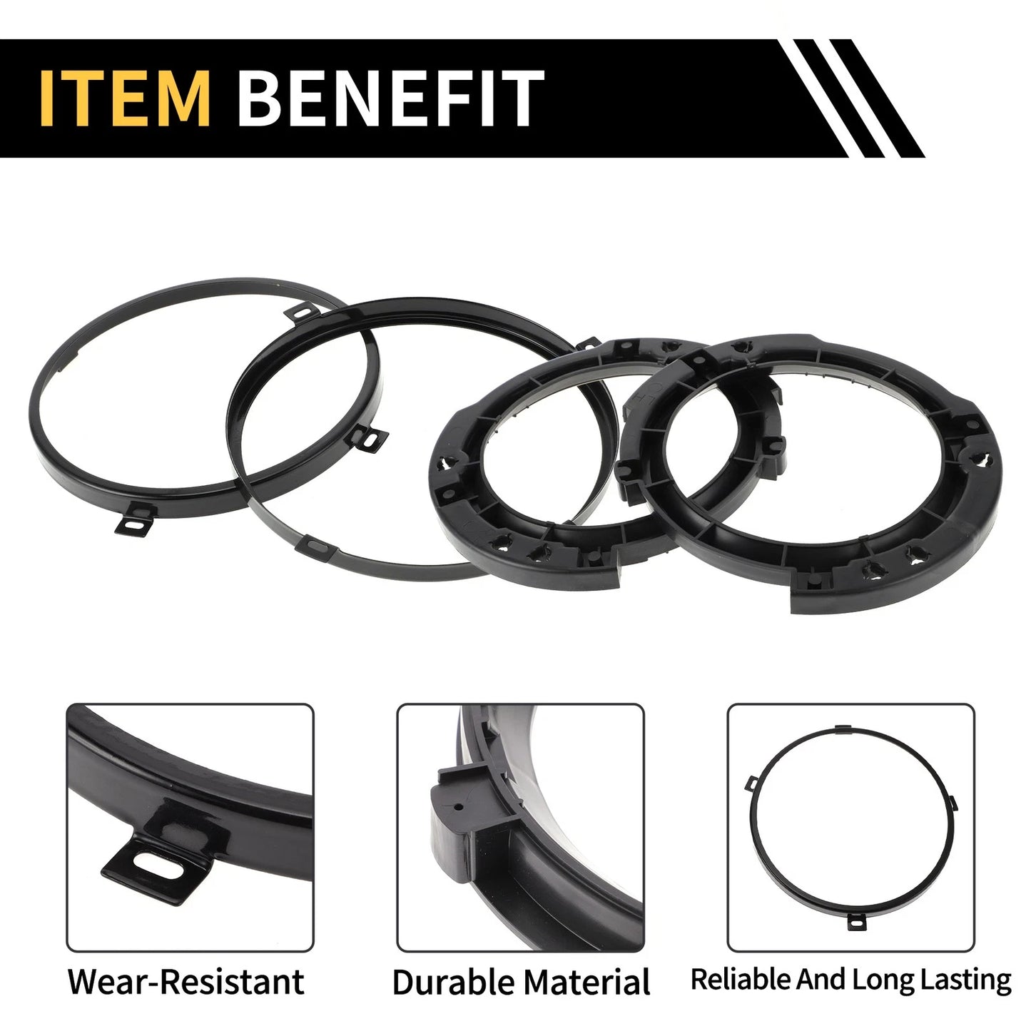 Set of 2 Headlight Mounting Retaining Bracket Rings for Jeep Wrangler JK (2007–2018)