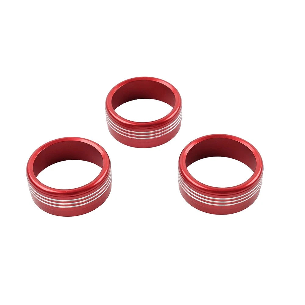 Set of 2 Red AC Climate Control Knob Ring Covers for Subaru Forester XV Crosstrek WRX STi
