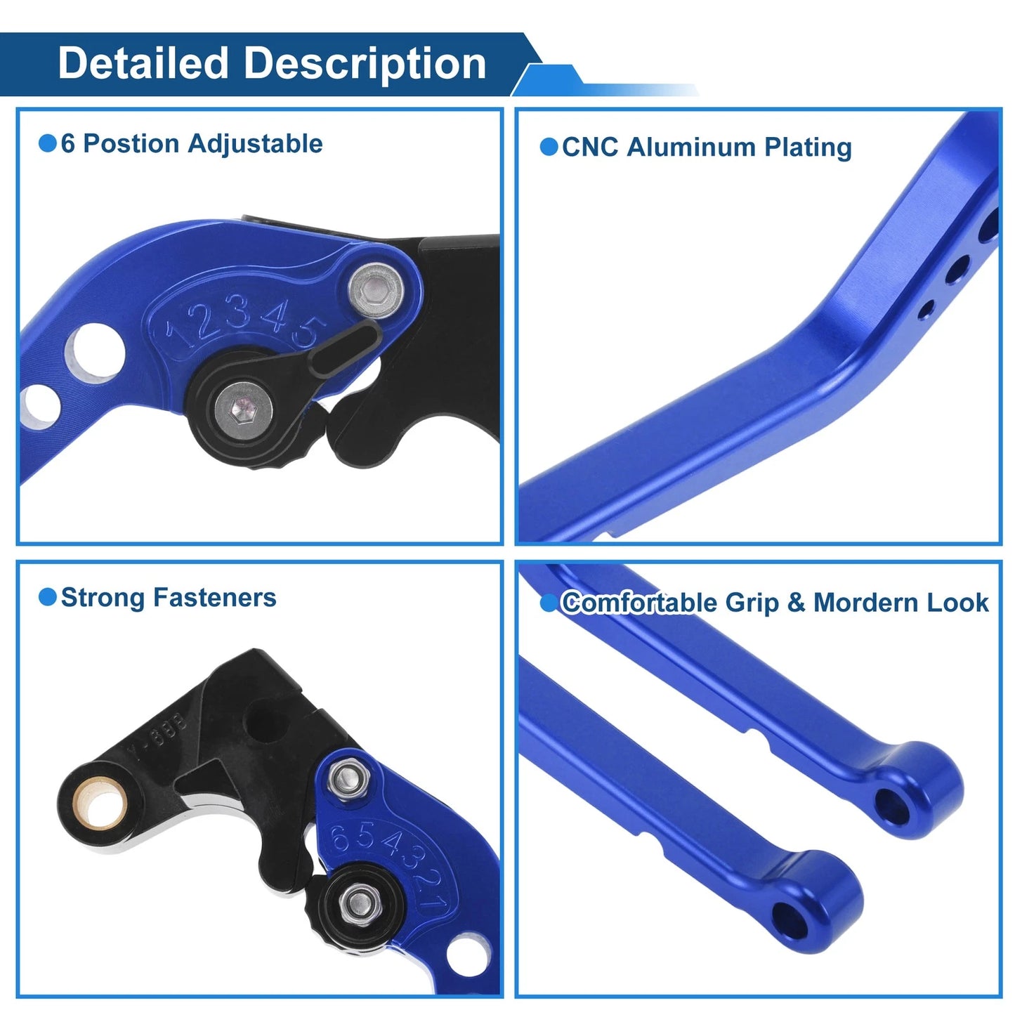 Short Brake Clutch Levers for Honda CBR1000RR/FIREBLADE/SP (2008–2019) Blue