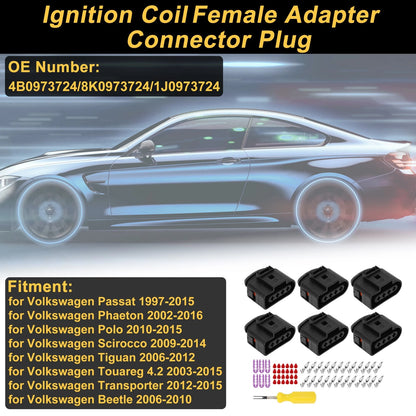 Set of 4 Ignition Coil Connector Plugs for Volkswagen Passat (No. 4B0973724)