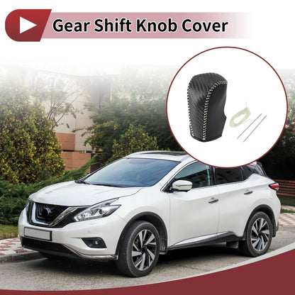Gear Shift Knob Cover for Nissan Murano (2009–2013) Black Beige Faux Leather