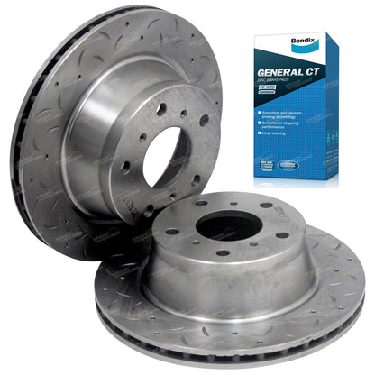 2 Front Drilled Slotted Disc Rotors + Brake Pads for Commodore VR VS (1993–1997)
