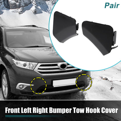 1 Pair Tow Hook Cover for Toyota Highlander (Unpainted, Black)