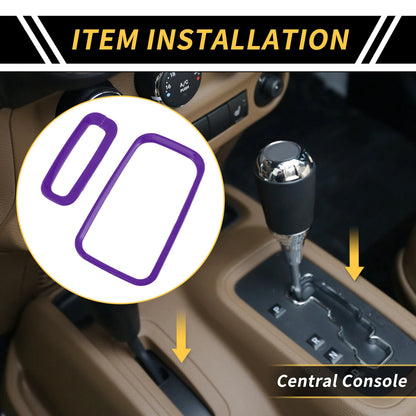 Center Console Gear Shift Ring Panel Cover Trim for Jeep Wrangler JK (2007–2018) - Purple