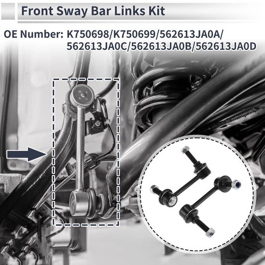 2X Front Stabilizer Link Bushingless for Nissan Pathfinder (2013–2019) K750698 Black