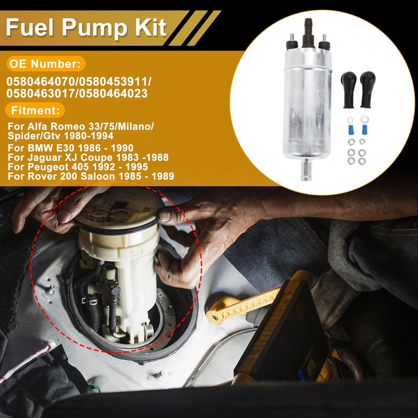 Fuel Pump Set for Alfa Romeo 33/75 (1983–1995) Replaces 0580464070