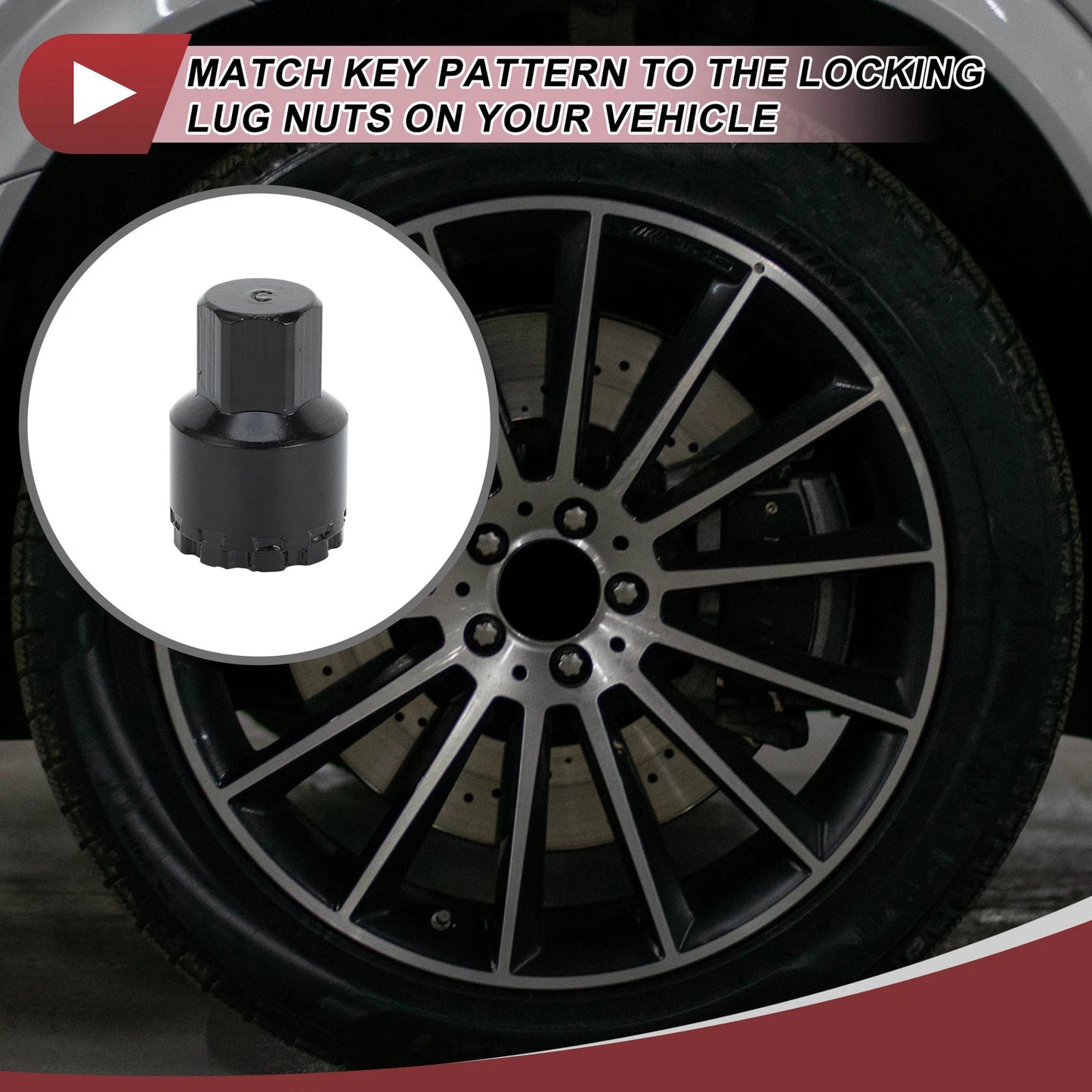 Wheel Lock Lug Nut Type C Anti-theft Key Socket for Mercedes Benz GLE450 GLS350 (2016–2021)