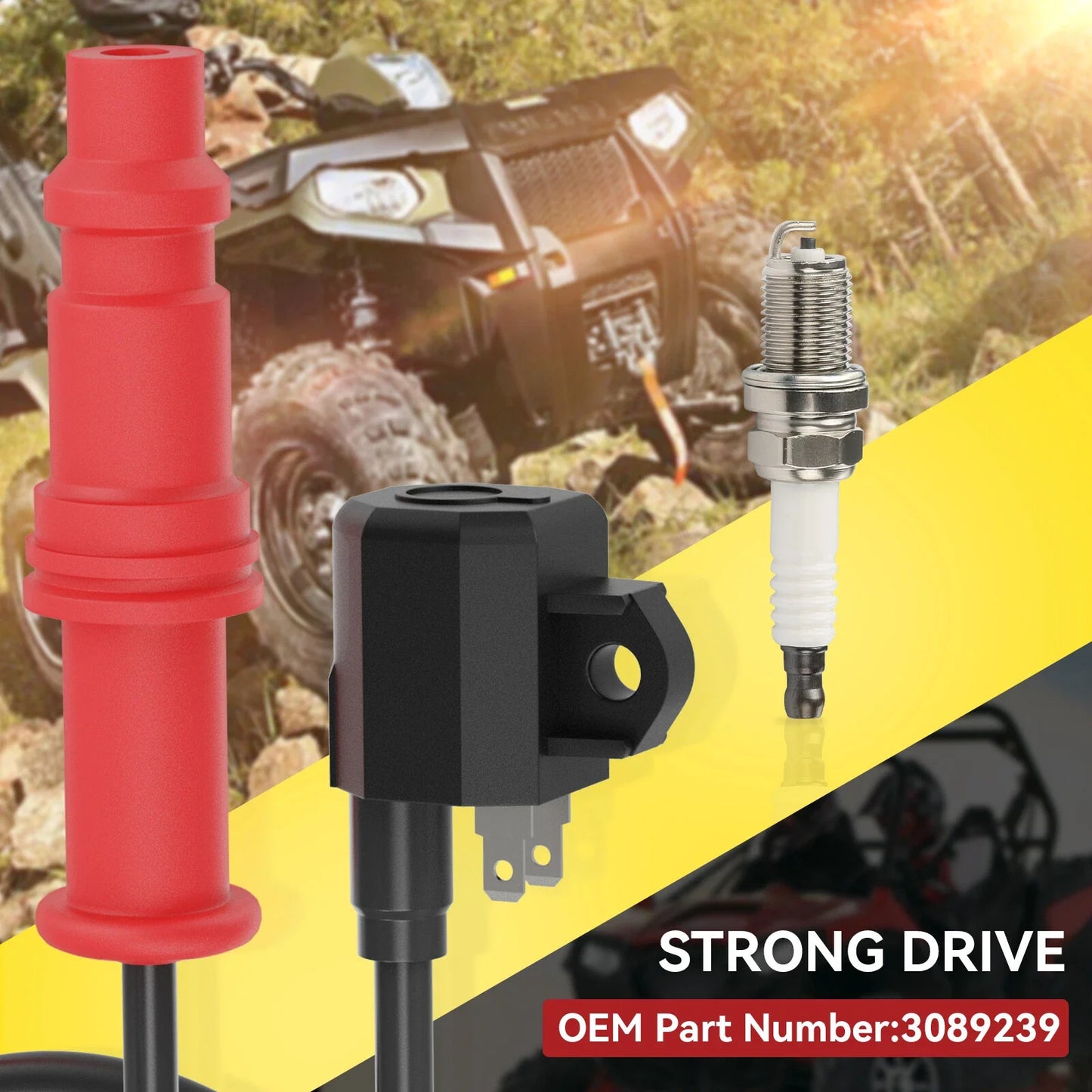 Coil & Spark Plug for Polaris Ranger 400/500, Sportsman 500 (2004–2014)