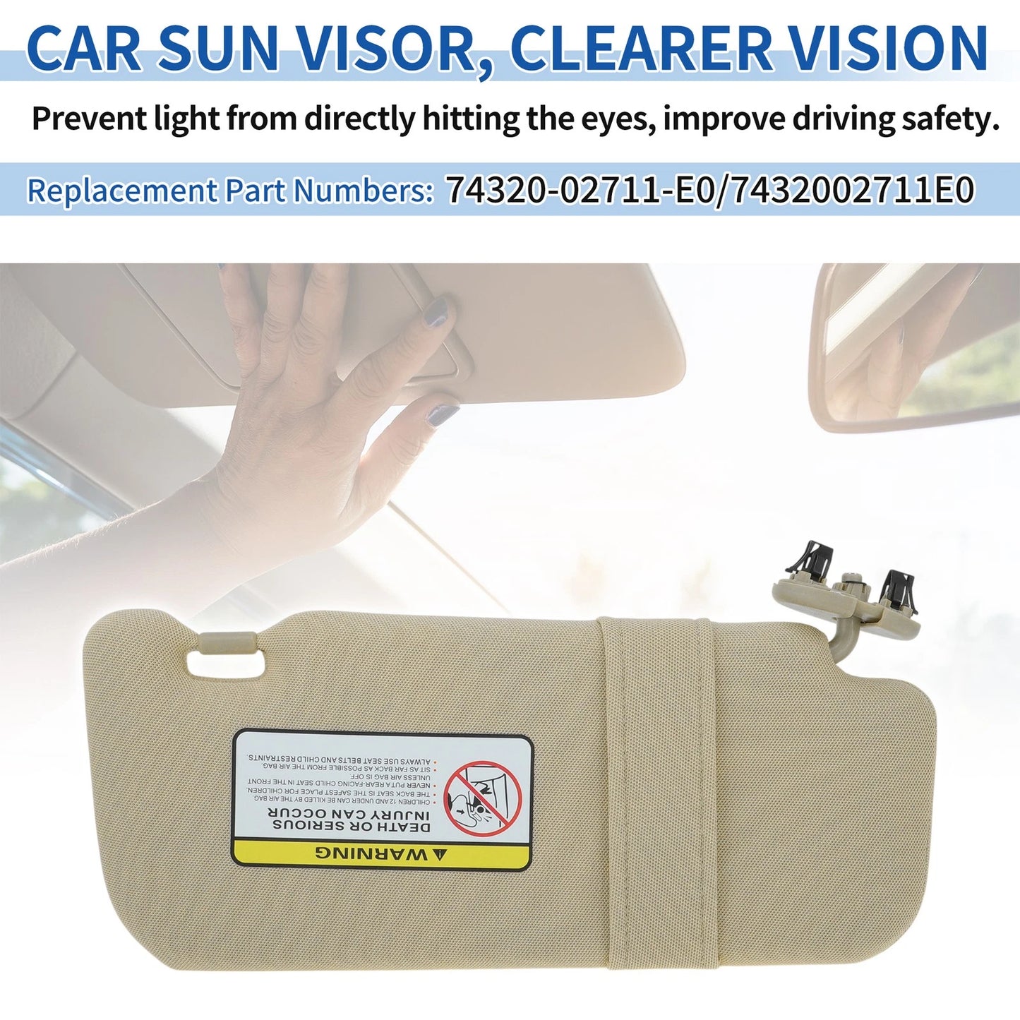 Left Side Sun Visor for Toyota Corolla (2007–2013) No. 74320-02711-E0 Beige