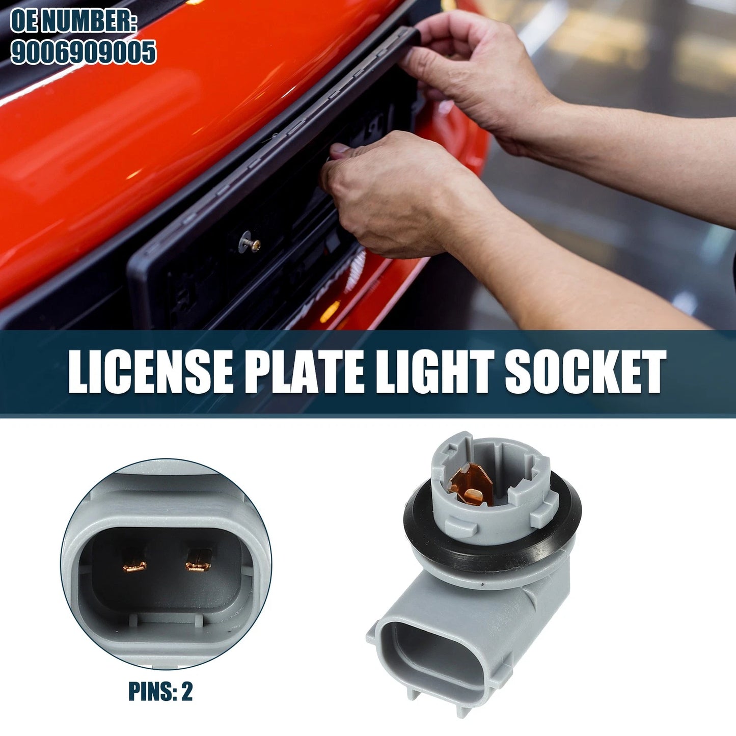 License Plate Light Socket for Toyota Tacoma (1995–2004) 2 Pins No.9006909005
