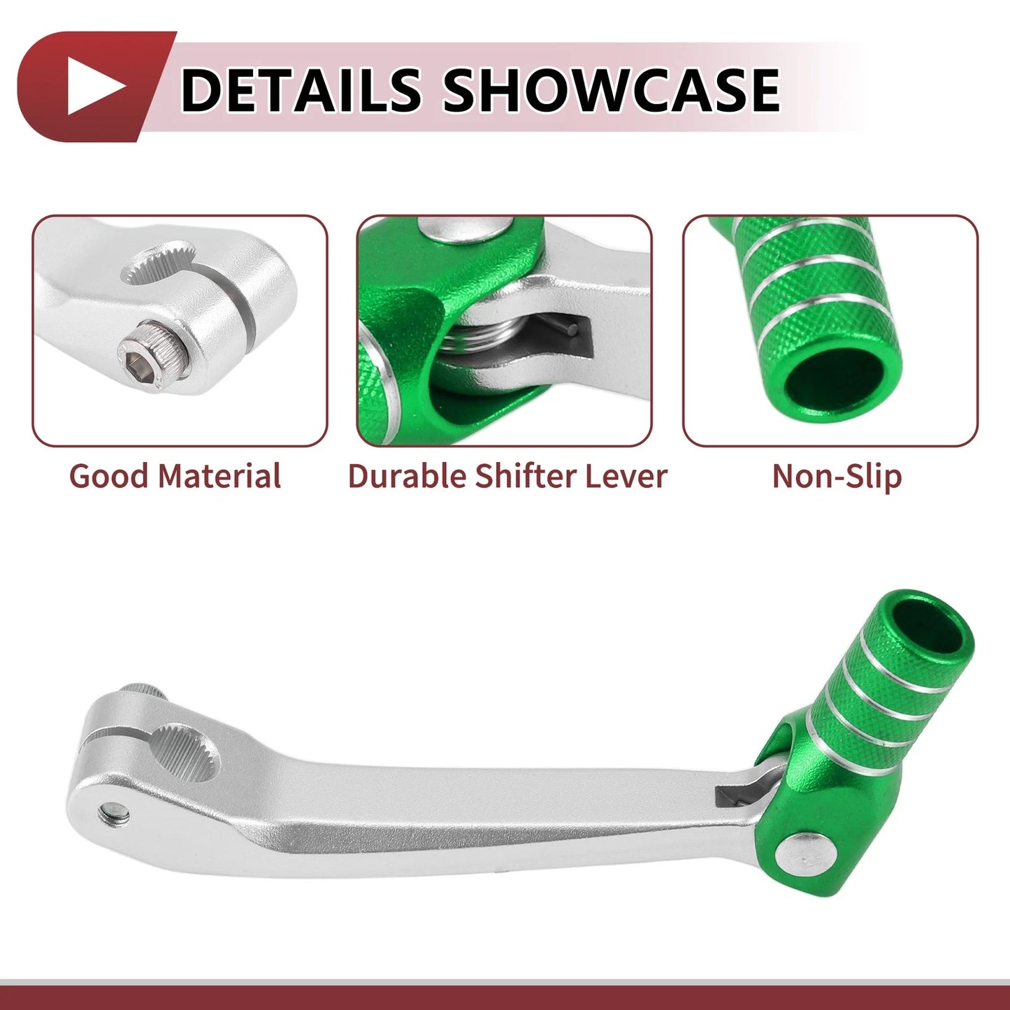 Gear Shifter Lever for Honda CRF150F (2003–2017) Silver Tone Green