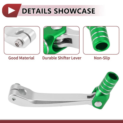 Gear Shifter Lever for Honda CRF150F (2003–2017) Silver Tone Green