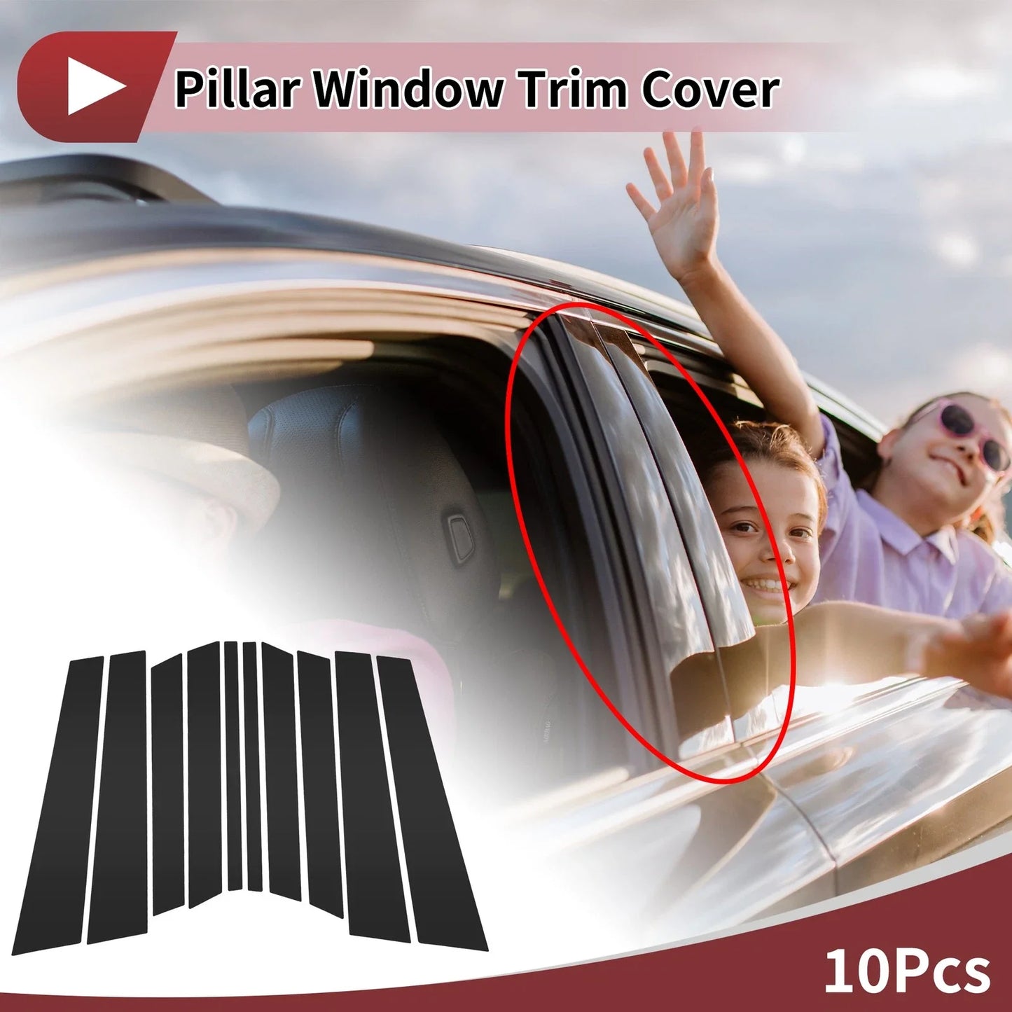 10 x Car Door Pillar Window Trim for Mercedes-Benz R-Class (2006-2015) Black
