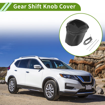 Gear Shift Knob Cover for Nissan Rogue (2021–2024) Black Grey Faux Leather