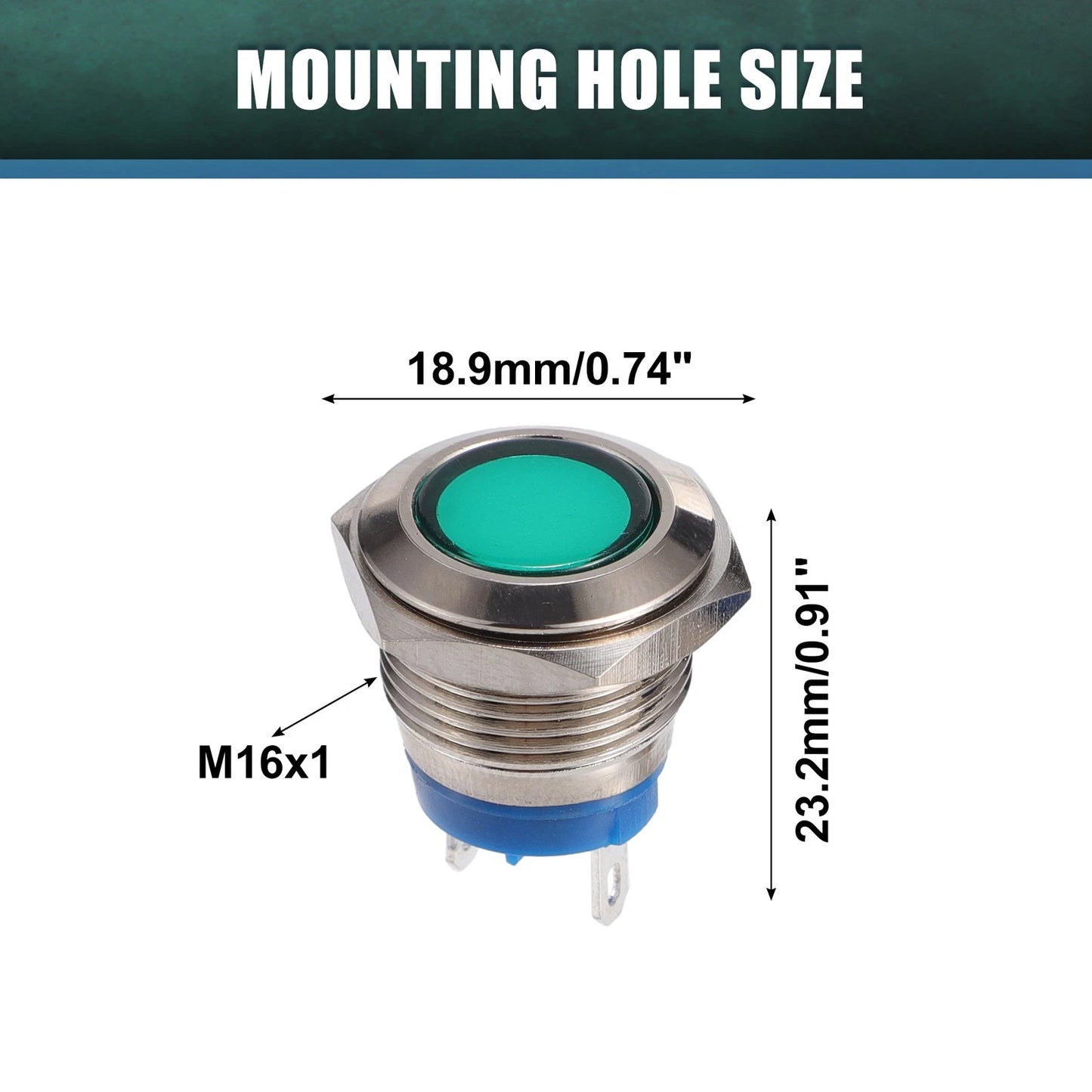 5 Pcs 16mm LED Waterproof Pilot Indicator Light for Various Models