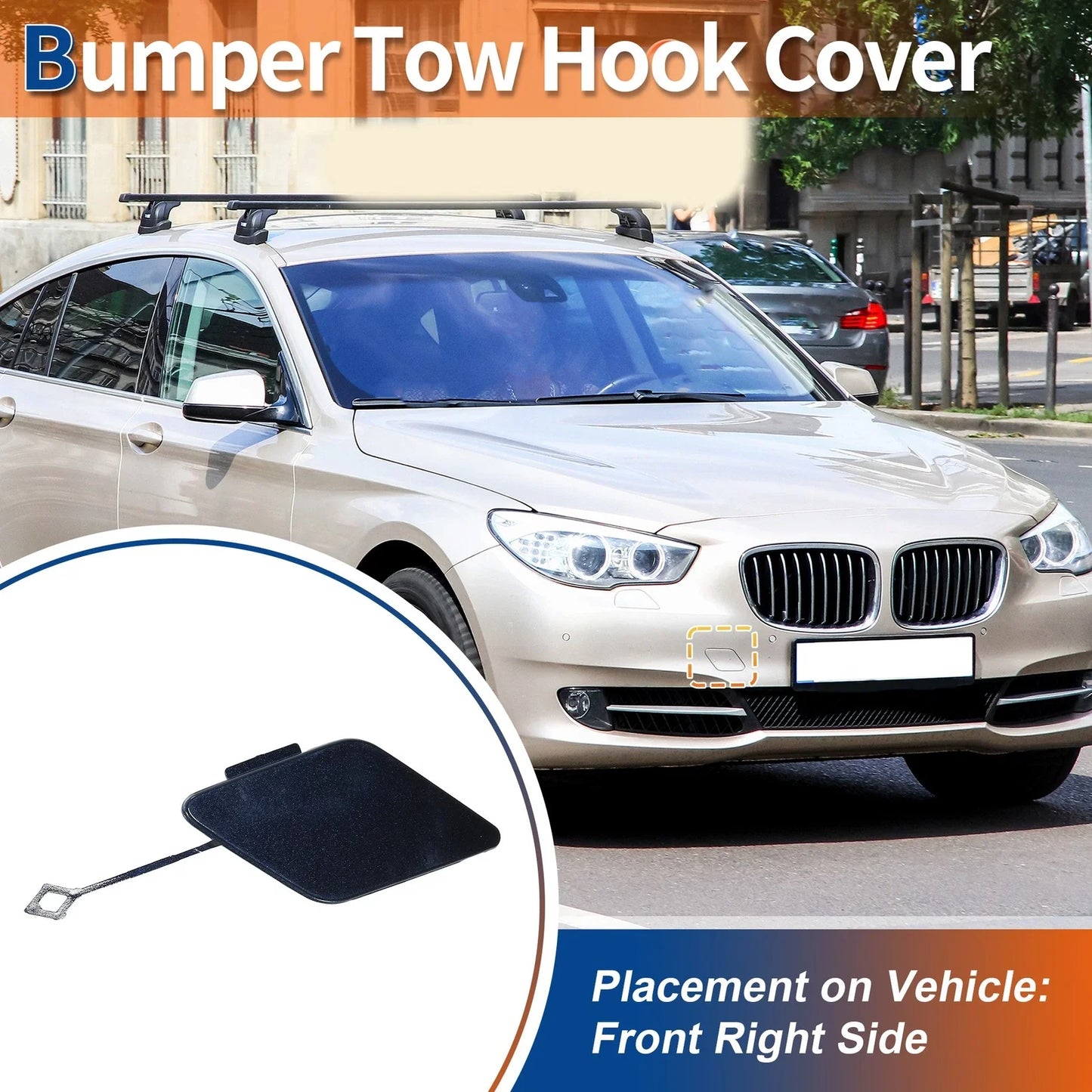 Front Right Tow Hook Cover for BMW 535i 550i GT Blue
