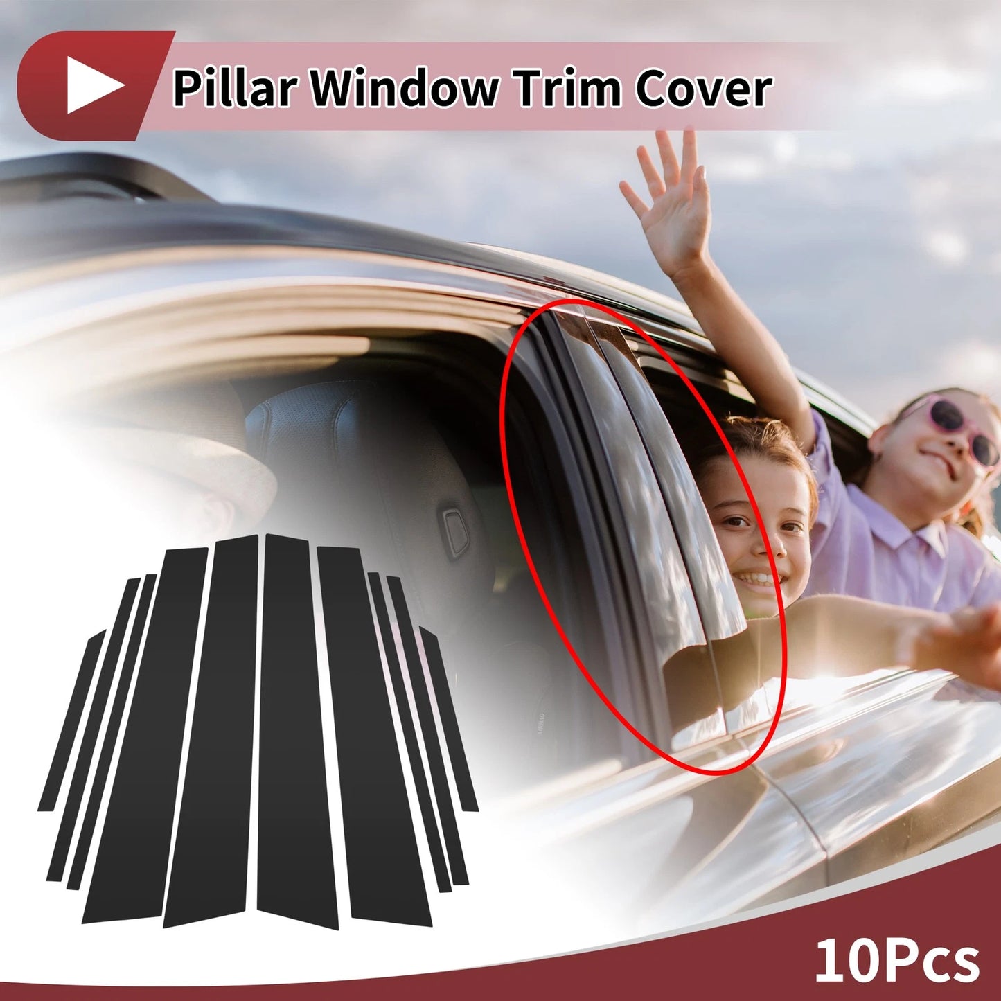 10 Pcs Door Pillar Window Trim for Toyota Corolla Cross (2020–2022) Black