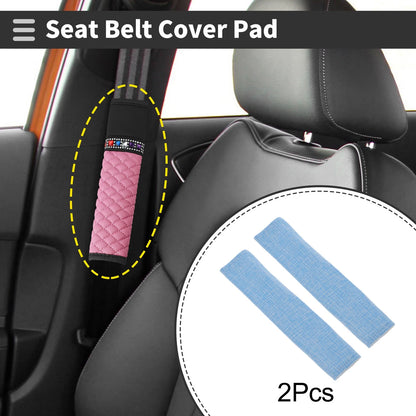 Set of 2 Light Blue Seat Belt Cover Pads for Universal Fit (24cm)