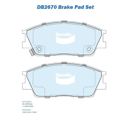 Set of 4 Bendix Front Brake Pads for Hyundai Venue (2020–2023)