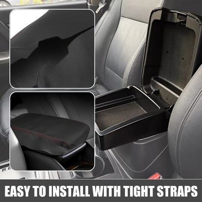 Center Console Armrest Cover for Dodge Charger (2008–2010) Black Red Stitches