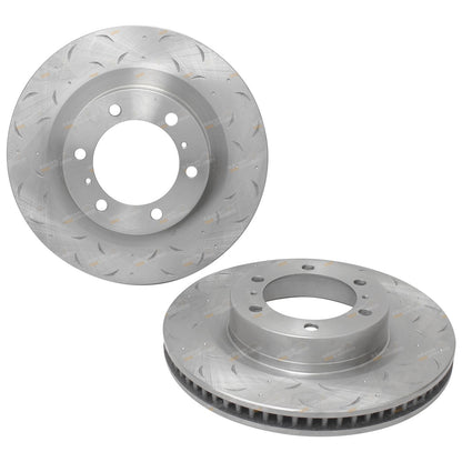 2 Front Slotted Dimpled Disc Brake Rotors for Prado GRJ150 KDJ150 (2009–2019)