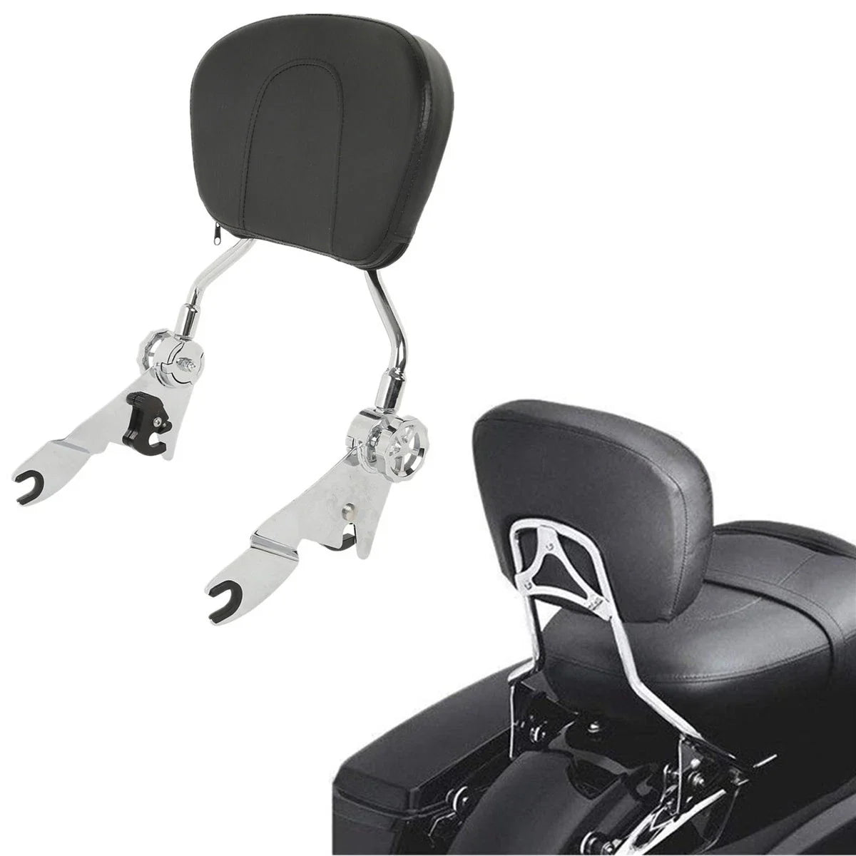 Chrome/Black Adjustable Backrest Sissy Bar for Harley Street Glide (2009-2025)