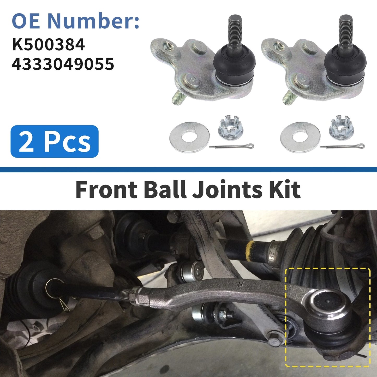 2X Front Lower Ball Joints for Toyota Prius (2004–2009) No.K500384/4333049055