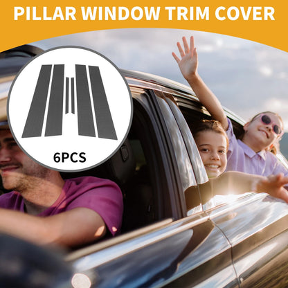 6 Pcs Door Pillar Window Trim for Toyota Mark X (2004–2020) Carbon Fiber