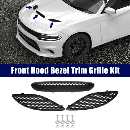 Black Hood Bezel Front Trim Grill Kit for Dodge Charger (2015-2020)