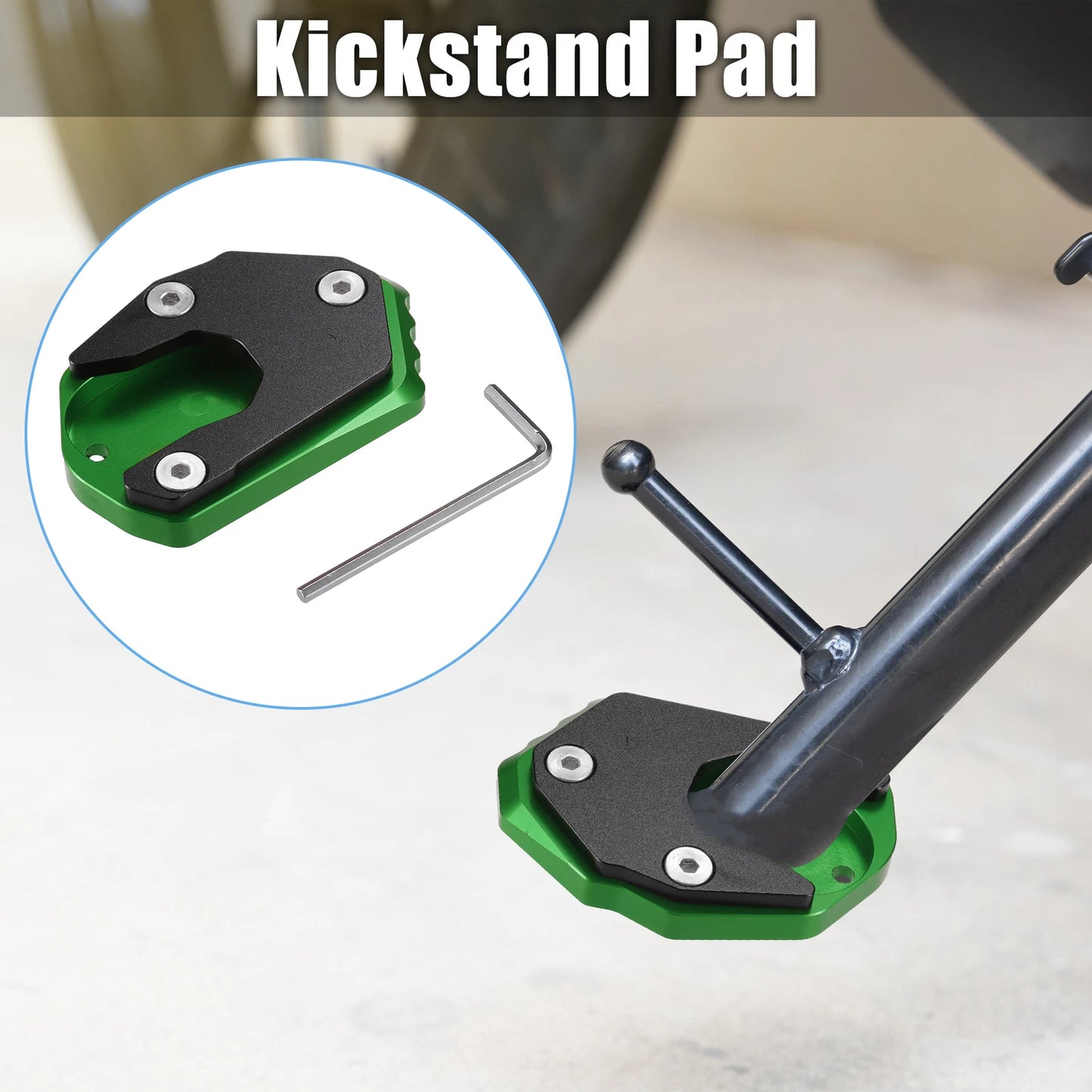 Set of 1 Kickstand Pad for Kawasaki Z900RS (2018–2022) Green Aluminum Alloy