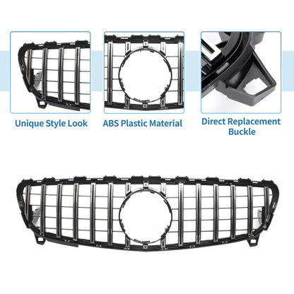 Front Upper Bumper Grille for Mercedes-Benz A-Class Chrome Silver (2013-2020)