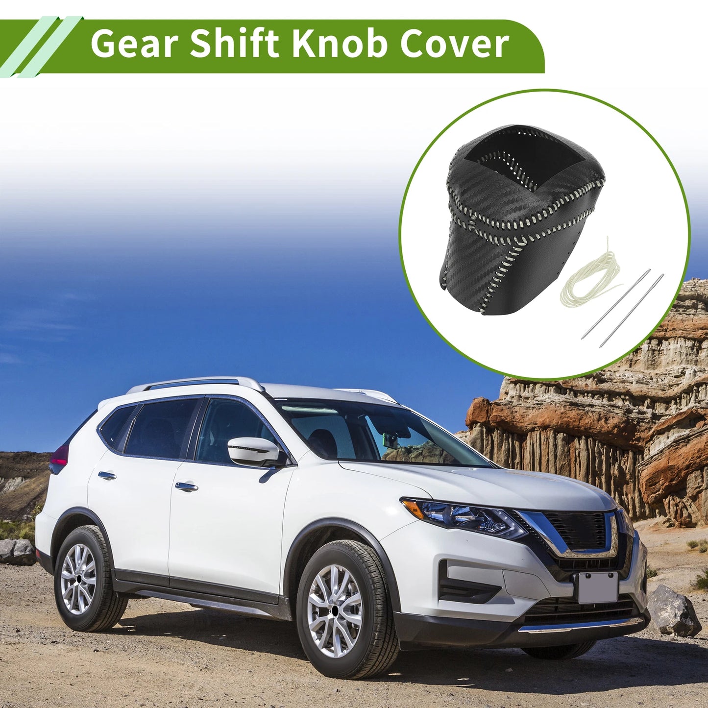 Gear Shift Knob Cover for Nissan Rogue (2021–2024) Black Carbon Fiber