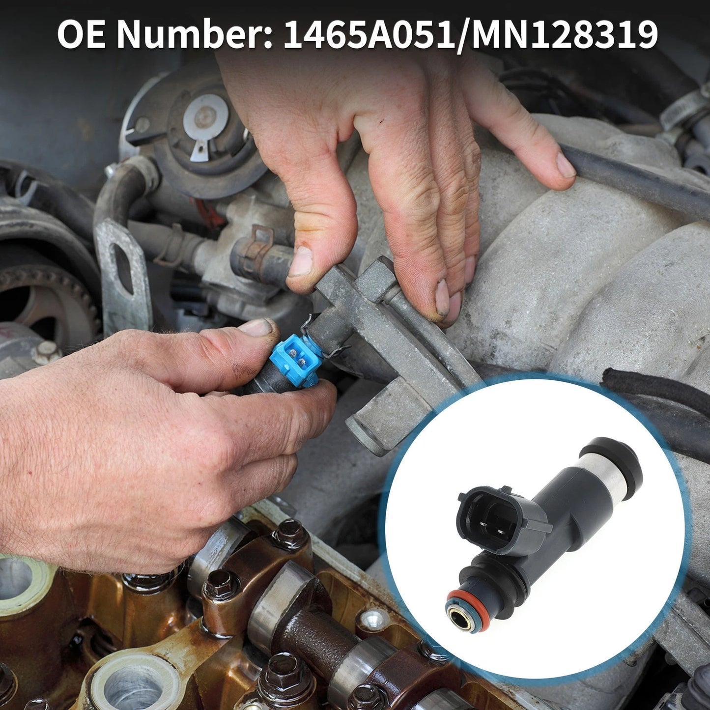 Fuel Injector No. 1465A051 for Mitsubishi Eclipse GS (2006–2012) 1 Pc Black