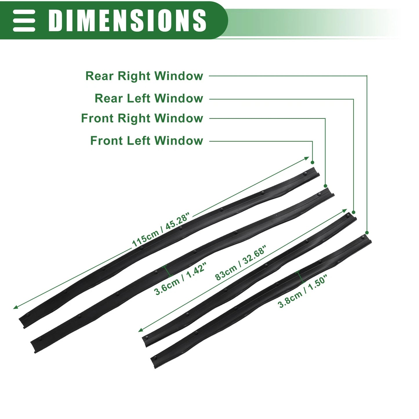 Set of 2 Front Rear Lower Door Weatherstrip for Ford F250 F350 (1999–2007) F81Z-2520758-AA