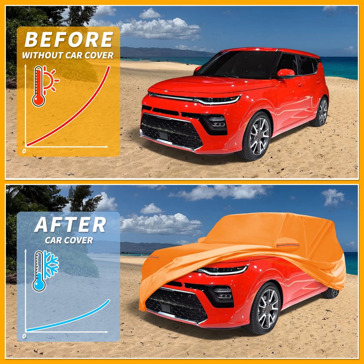 Waterproof Car Cover for Kia Soul (2010–2023) 210D-PU with Zipper