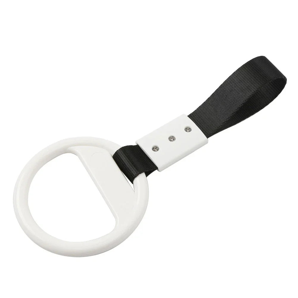 PVC Plastic Black & White Round Ring Handle Strap for Train Bus