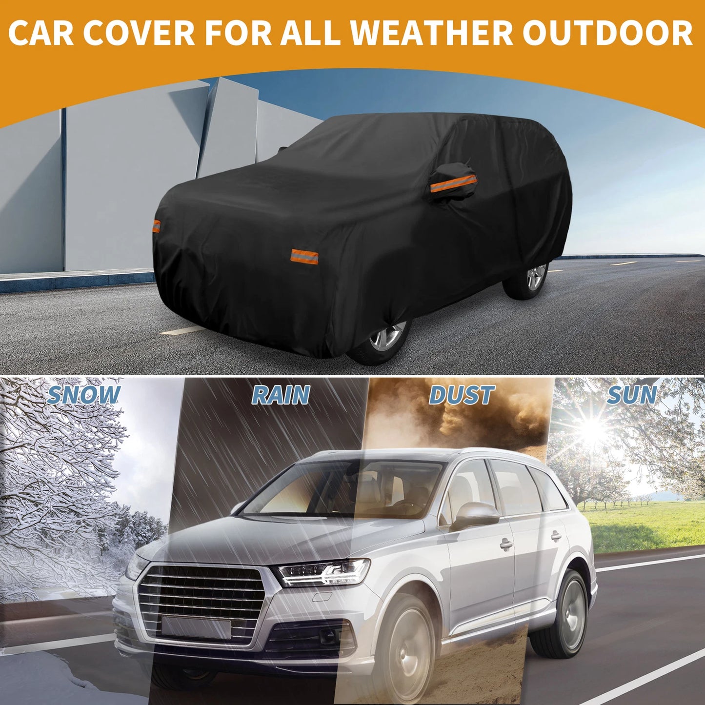 Waterproof Car Cover for Chevrolet Tahoe (190T-PU, Black, All Weather)