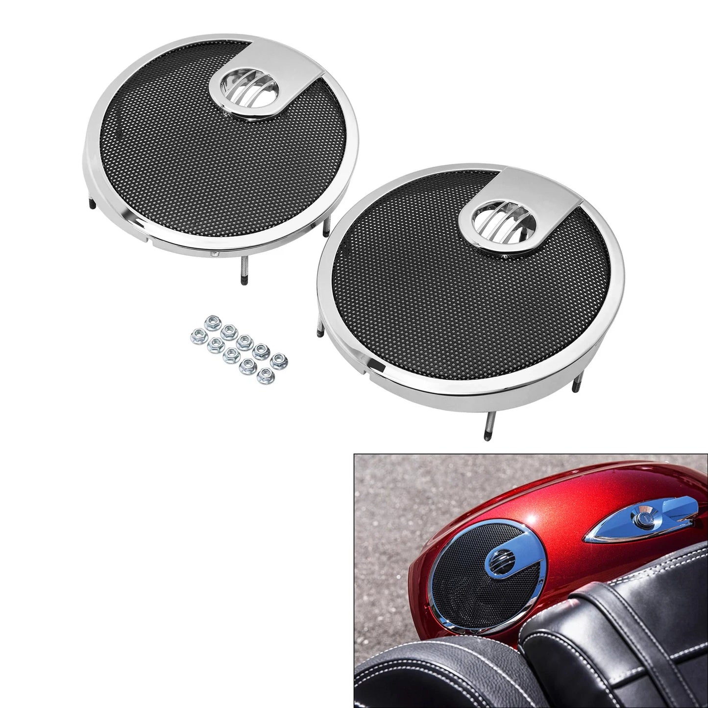 6.5" Saddlebag Speaker Grills for Indian Chieftain, Roadmaster (2014-2024)