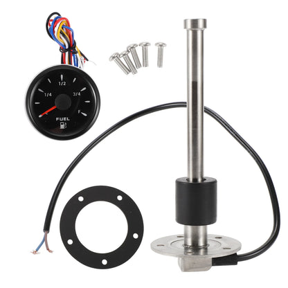 Fuel Sending Unit and Gauge Kit 0-190 Ohm for Boat Car Vehicle (0-190)