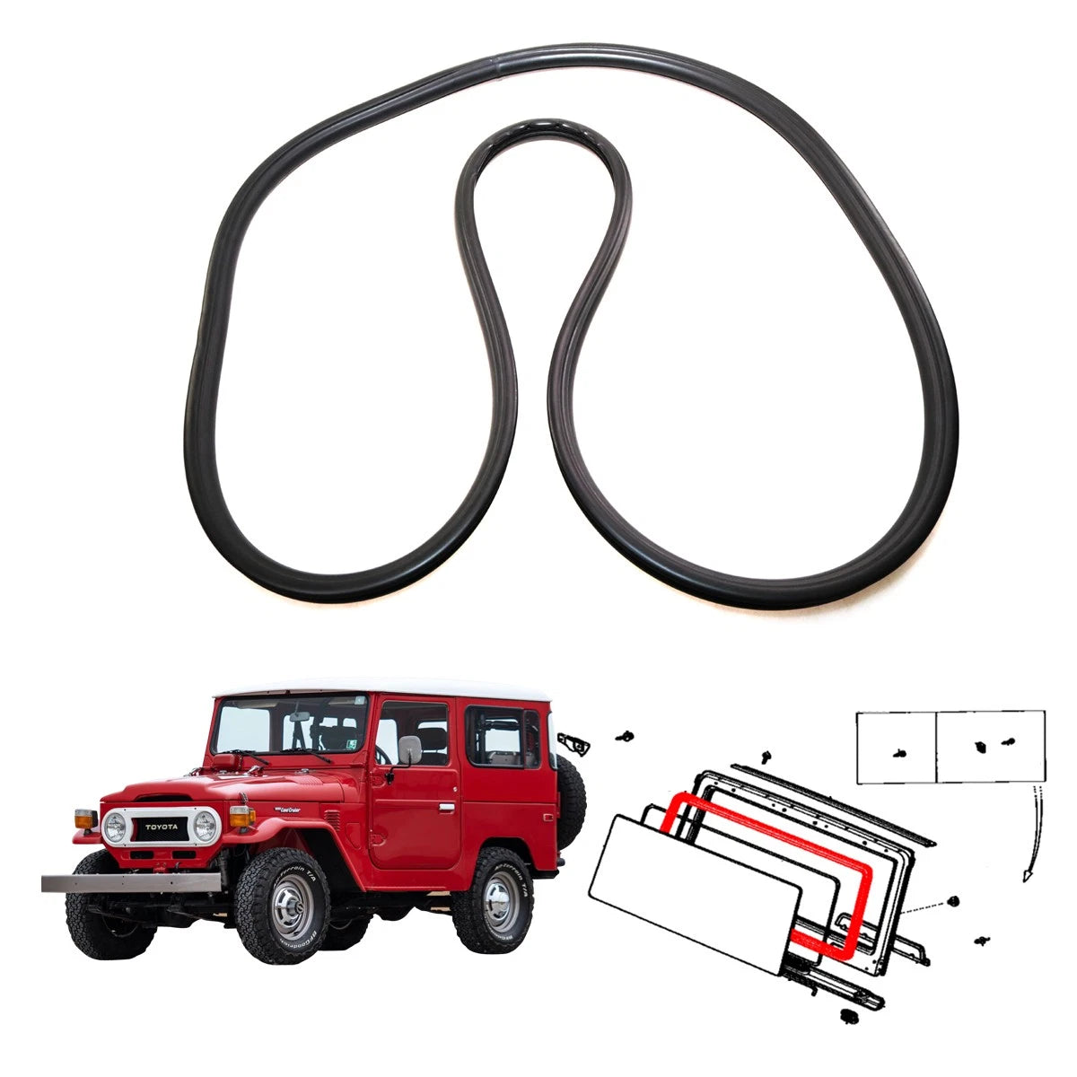 Front Windshield Weatherstrip for Toyota Land Cruiser BJ40 BJ43 FJ45 HJ45 (1969–1980)