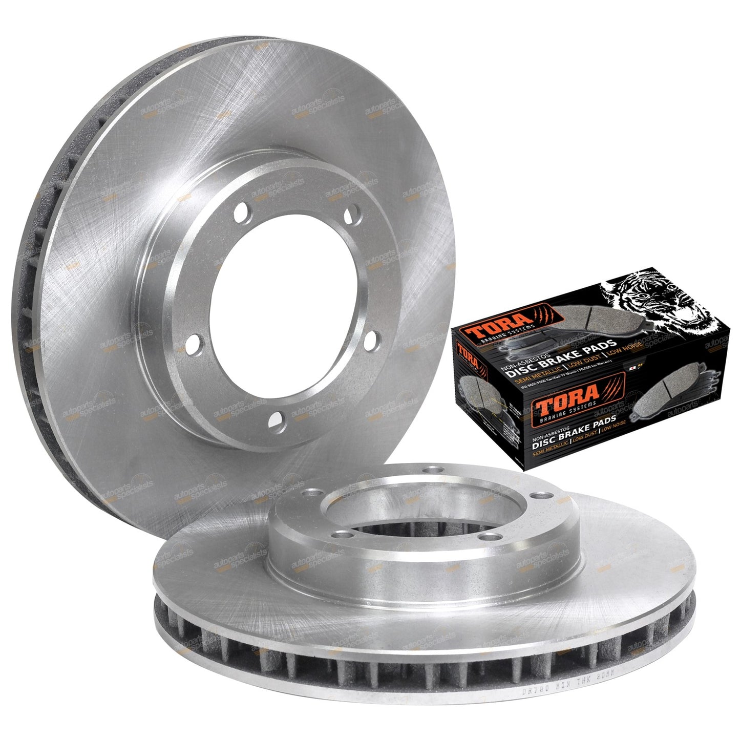 2 Front Disc Rotors + Brake Pads Kit for Landcruiser 76 78 79 105 (1998–2017)